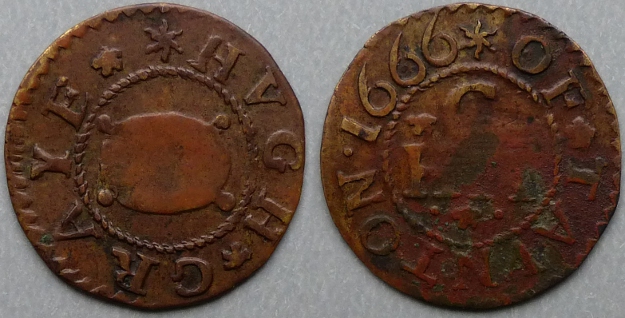 Taunton, Hugh Graye 1666 farthing